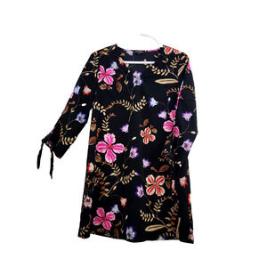 (Ma) Y2K Express Womens Shift Mini Dress Size XS Floral Fairy Festival Hawaiian